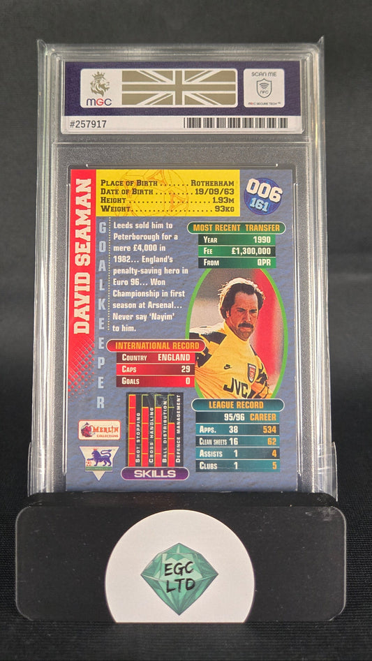 David Seaman #6/161 - 1996 Merlin Premier Gold - Arsenal FC - MGC Grade 7
