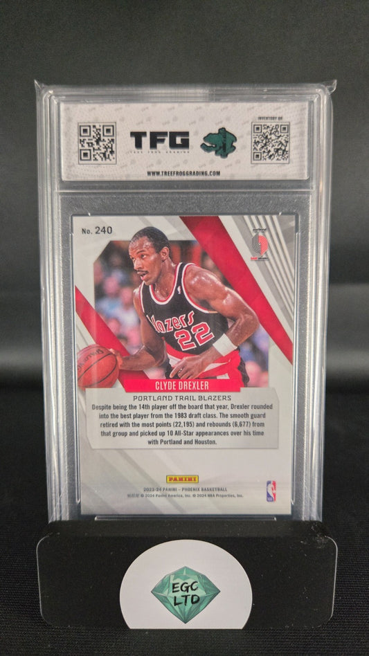 Clyde Drexler Foil #240 - 2023-24 Panini Phoenix - Tree Frog Grading - 8