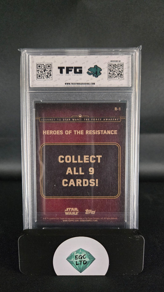 Rey #R-1 - Star Wars - 2015 Topps, The Force Awakens - Tree Frog Grading - 8