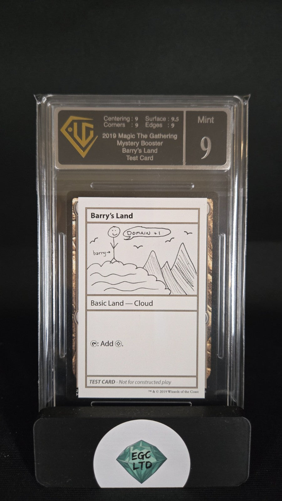 Barry's Land Test Card- 2019 Mystery Booster MTG - Universal Grading - 9