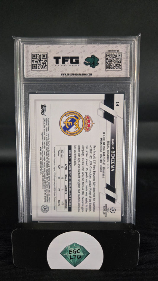 Karim Benzema, Starball Parallel #14 - 2023 Topps UEFA - Tree Frog Grading - 8