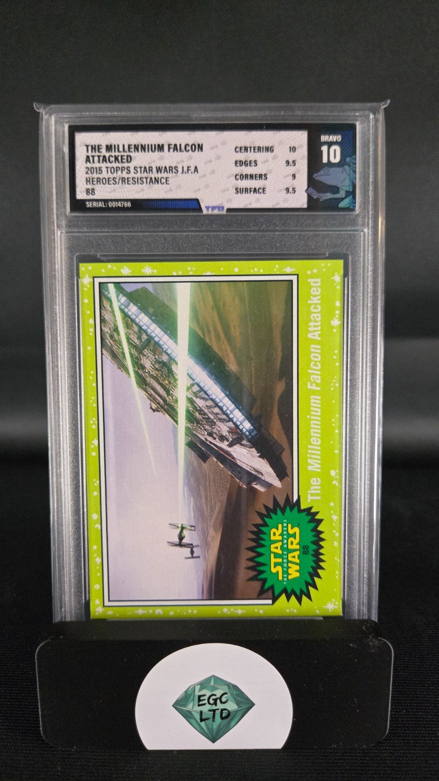 The Millennium Falcon Attacked #88 - 2015 Topps - Tree Frog Grading - BRAVO 10