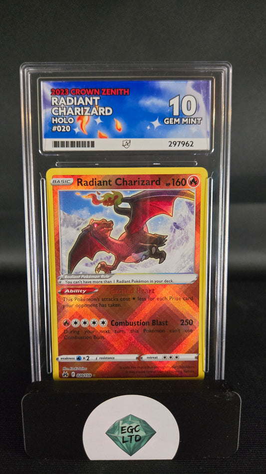 Radiant Charizard Holo 20/159 - 2023 Crown Zenith - ACE - GM MT 10