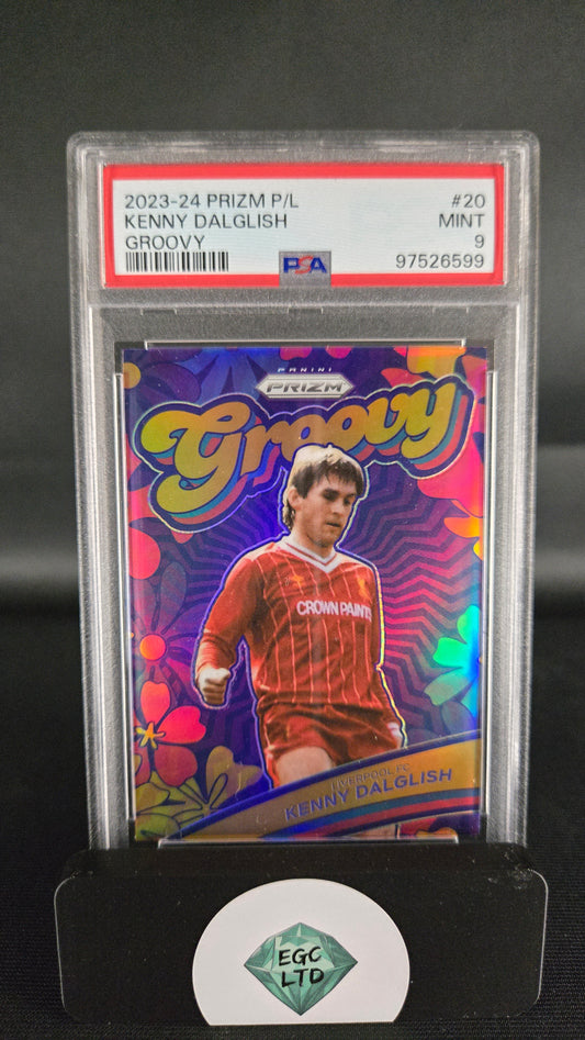 Kenny Dalglish #20 - 2023 Prizm Premier League Groovy - PSA 9