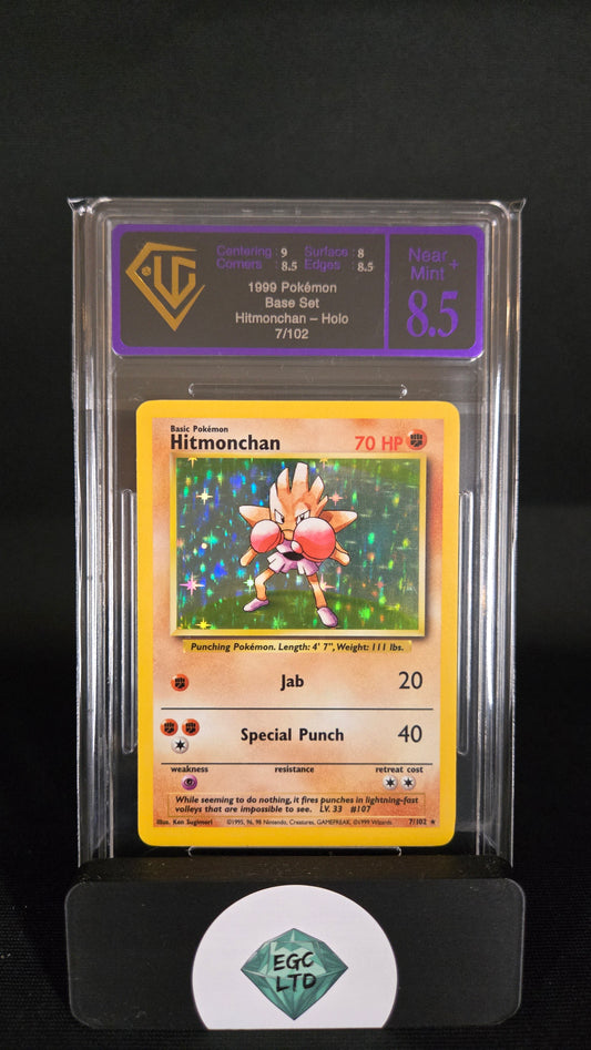 Hitmonchan 7/102 - 1999 Base Set Holo - Universal Grading - 8.5