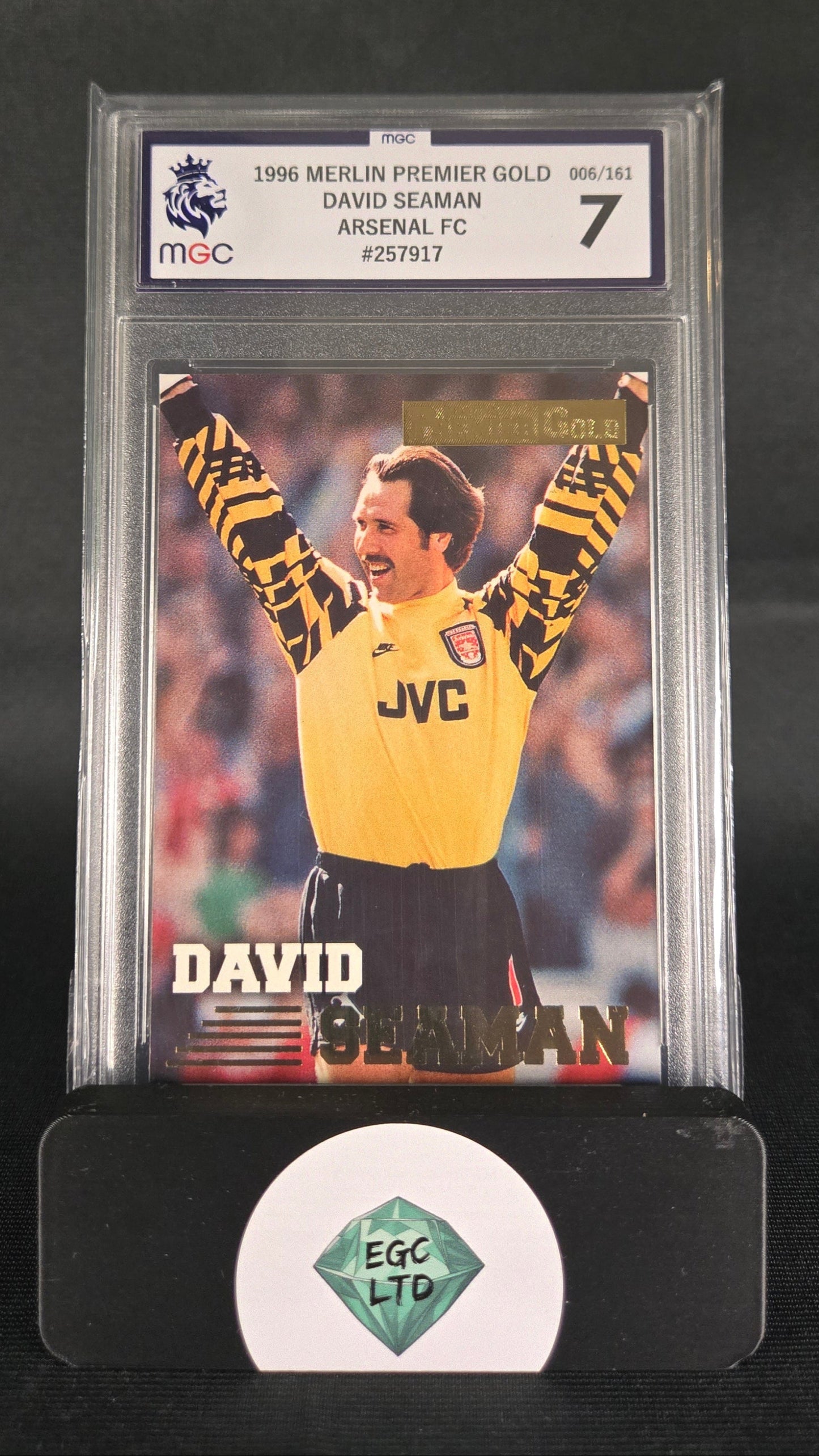 David Seaman #6/161 - 1996 Merlin Premier Gold - Arsenal FC - MGC Grade 7