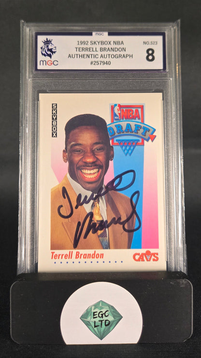 Terrell Brandon #523 - 1992 SKYBOX NBA - Authentic Autograph - MGC Grade 8