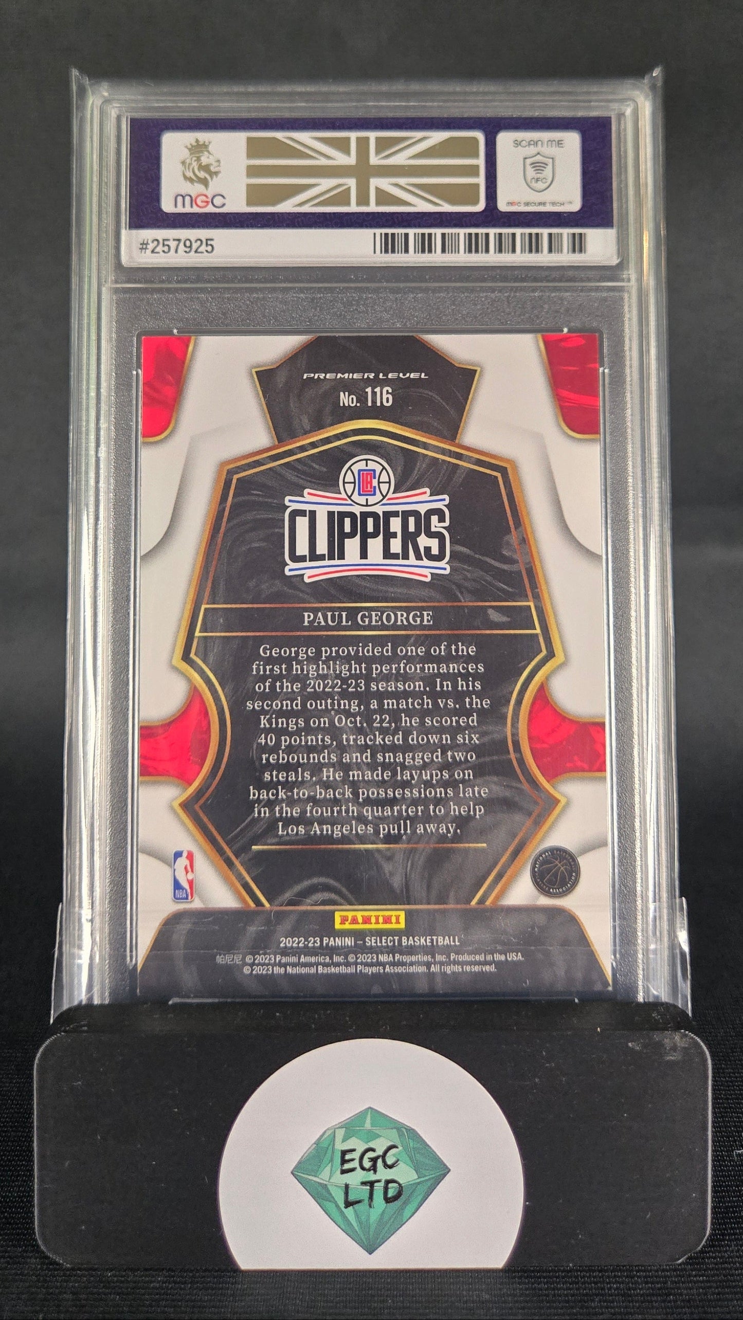 Paul George #116 - 2023 PANINI Select - Blue - MGC Grade 9