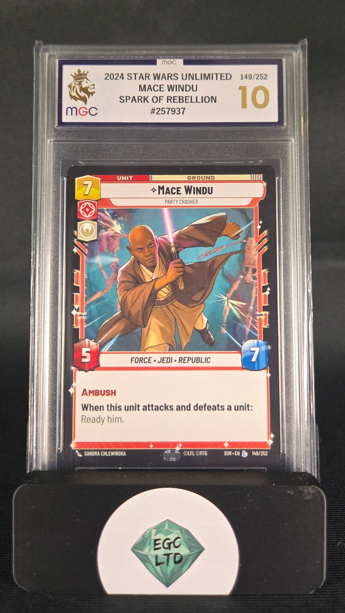 Mace Windu #149 - 2024 Star Wars Unlimited - Spark of Rebellion - MGC GM MT 10