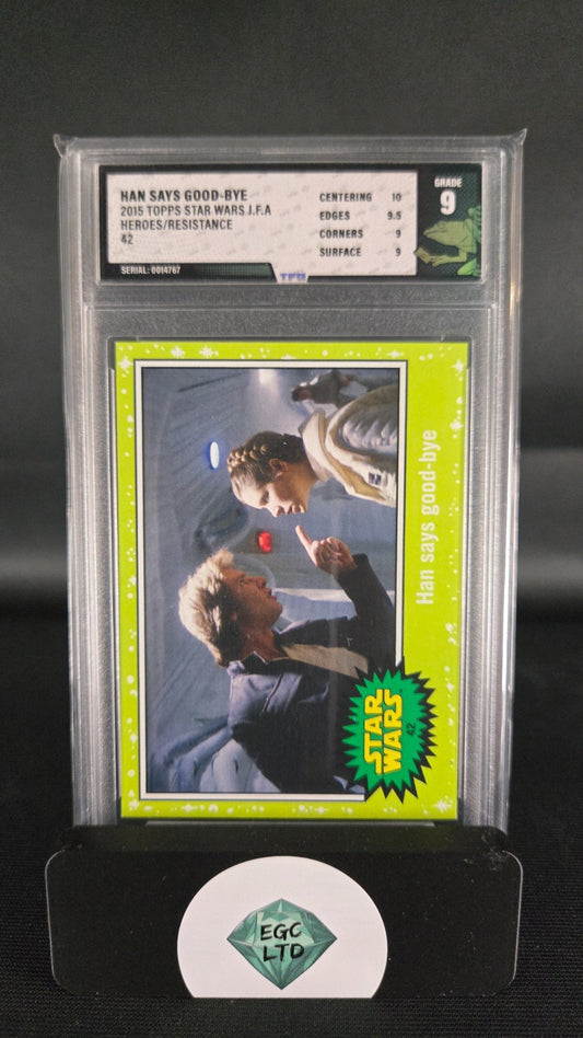 Han says good-bye #42 (green) - 2015 Topps - Tree Frog Grading - 9
