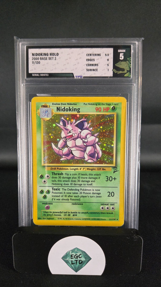 Nidoking Holo #11 - 2000 Base Set 2 - Tree Frog Grading - 5