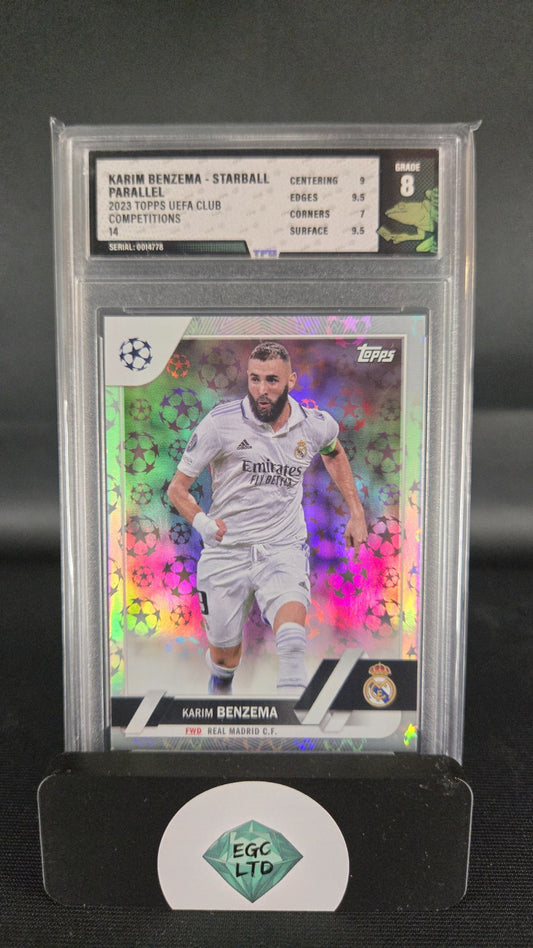Karim Benzema, Starball Parallel #14 - 2023 Topps UEFA - Tree Frog Grading - 8