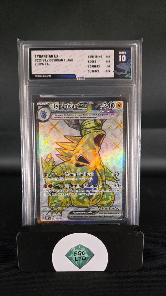 Tyranitar ex #211 - 2023 Obsidian Flame - Tree Frog Grading - BRAVO 10