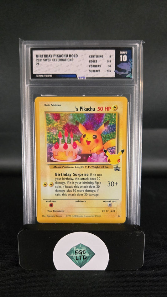 Birthday Pikachu Holo #24 - 2021 Celebrations - Tree Frog Grading - BRAVO 10