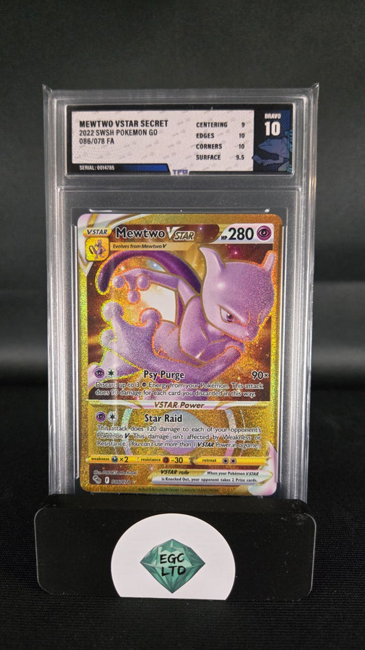 Mewtwo VSTAR Secret rare #86 - 2022 Pokemon GO - Tree Frog Grading - BRAVO 10