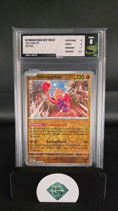 Hitmonchan Reverse Holo #107 - 2023 Scarlet & Violet - Tree Frog Grading - 8