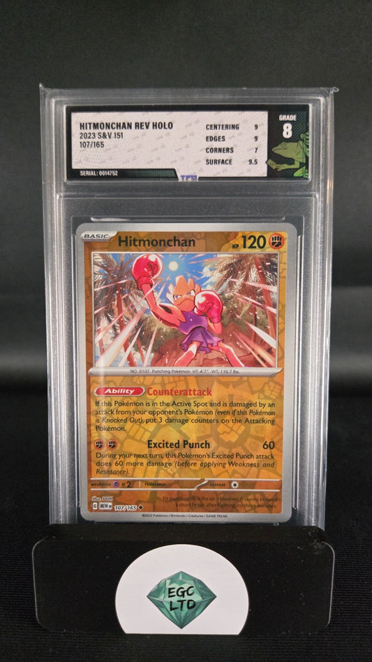 Hitmonchan Reverse Holo #107 - 2023 Scarlet & Violet - Tree Frog Grading - 8